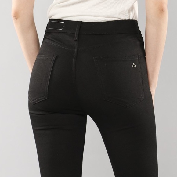 Rag & Bone Isabel Skinny High Rise Black Moto Jean with Ankle Zipper Hardware - Picture 9 of 16